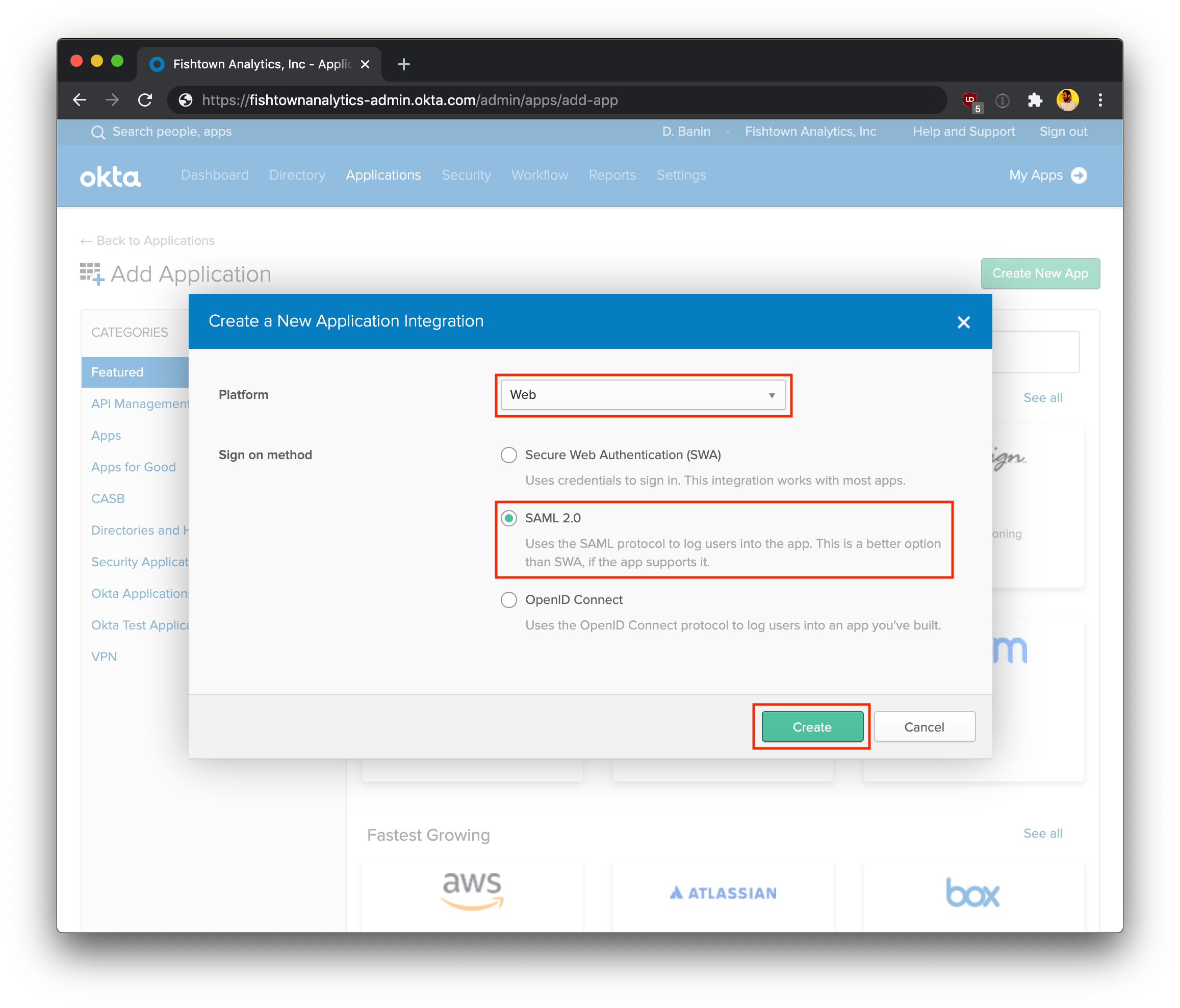 Configure a new app Configure a new app